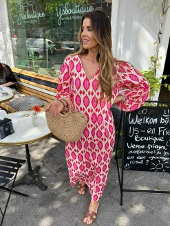 Sale Nora Pattern Dress Red Jurken