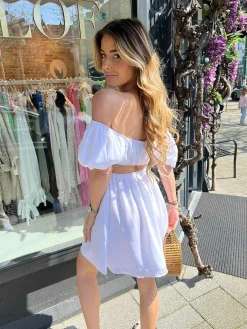 Outlet Novee Off Shoulder Dress White Jurken