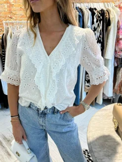 Store Nowi Broderie Blouse Short Sleeve Tops & Blousjes