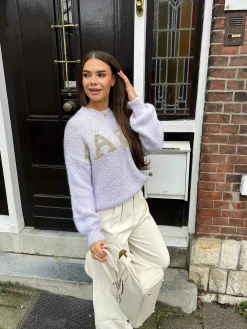 Fashion Paris Sweater Soft Purple & Gold Truien