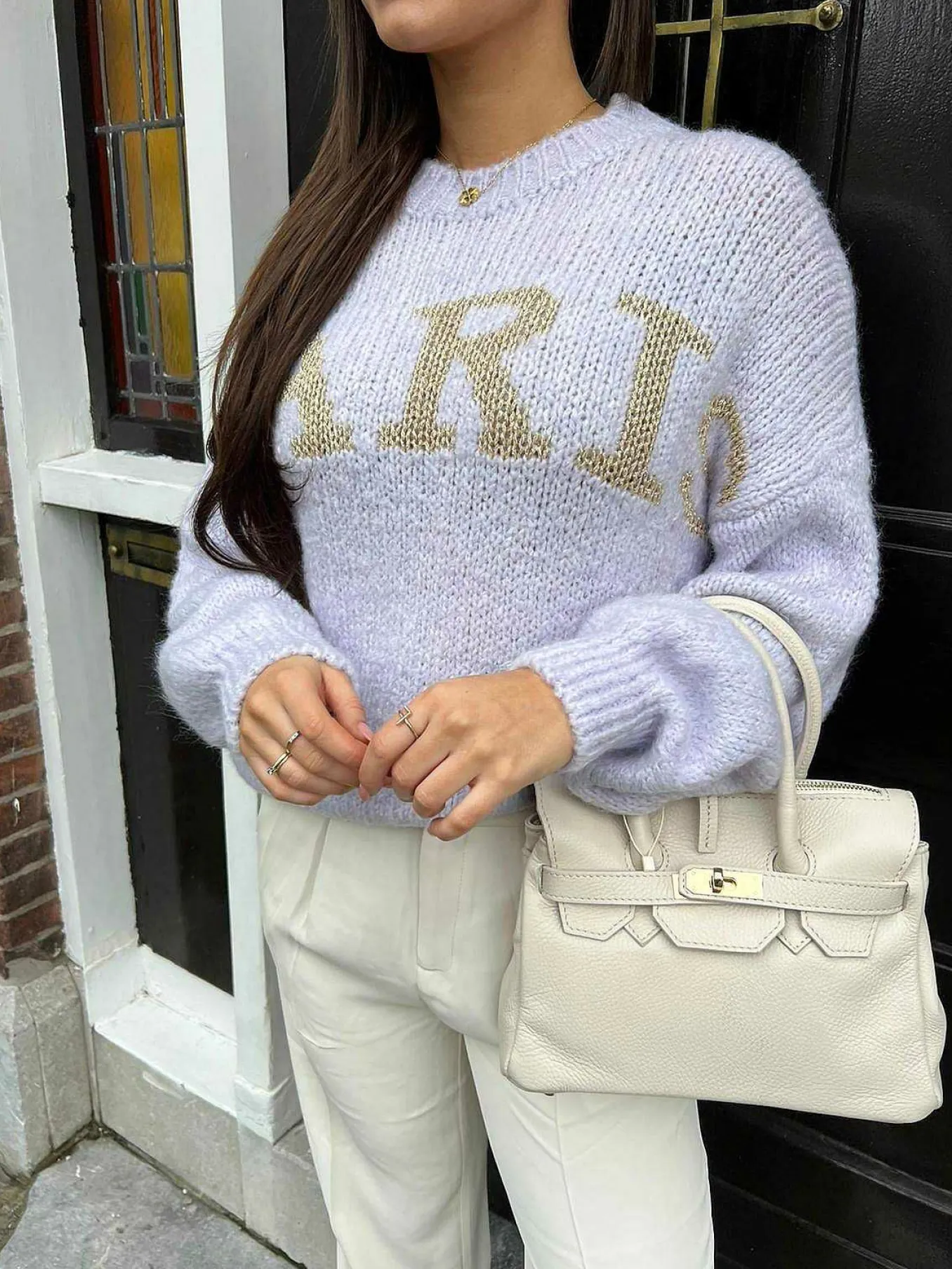 Fashion Paris Sweater Soft Purple & Gold Truien