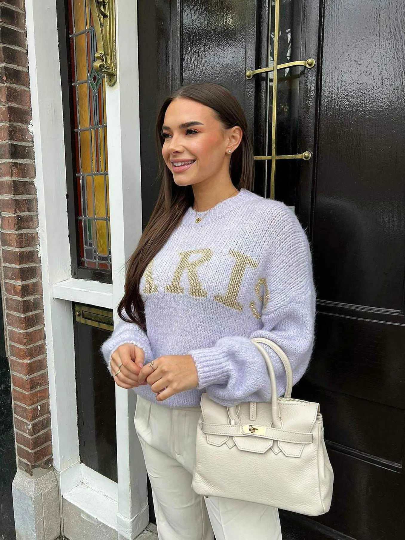 Fashion Paris Sweater Soft Purple & Gold Truien