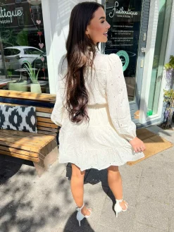 Cheap Pien Broderie Dress Beige Jurken