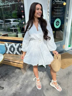 Clearance Pien Broderie Dress White Jurken