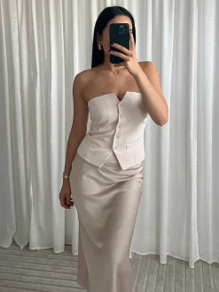 Flash Sale Poppi Korset Beige Tops & Blousjes