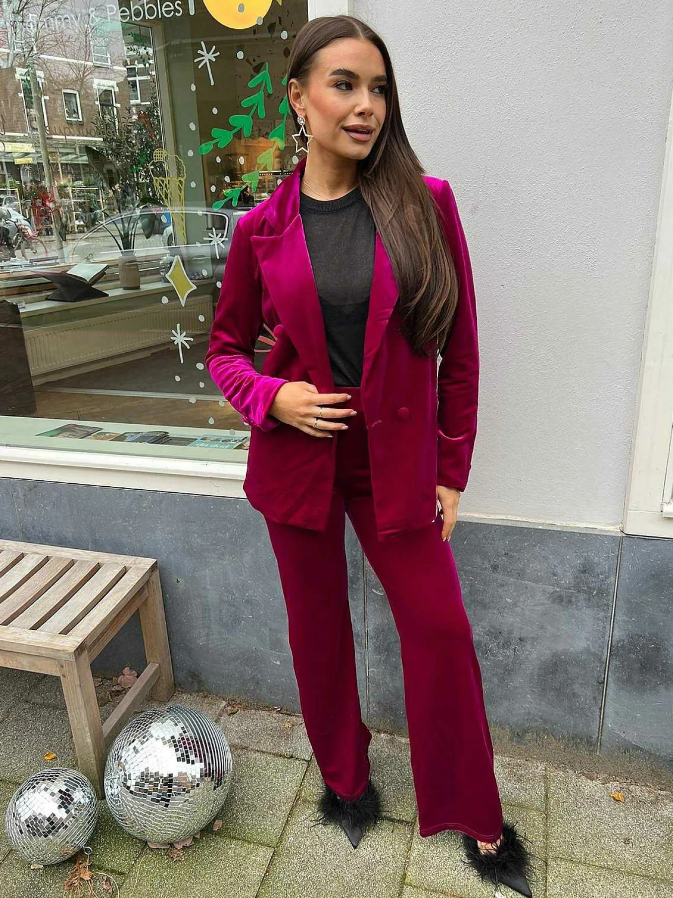 Sale Quinn Velvet Suit Magenta Sets