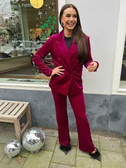 Sale Quinn Velvet Suit Magenta Sets