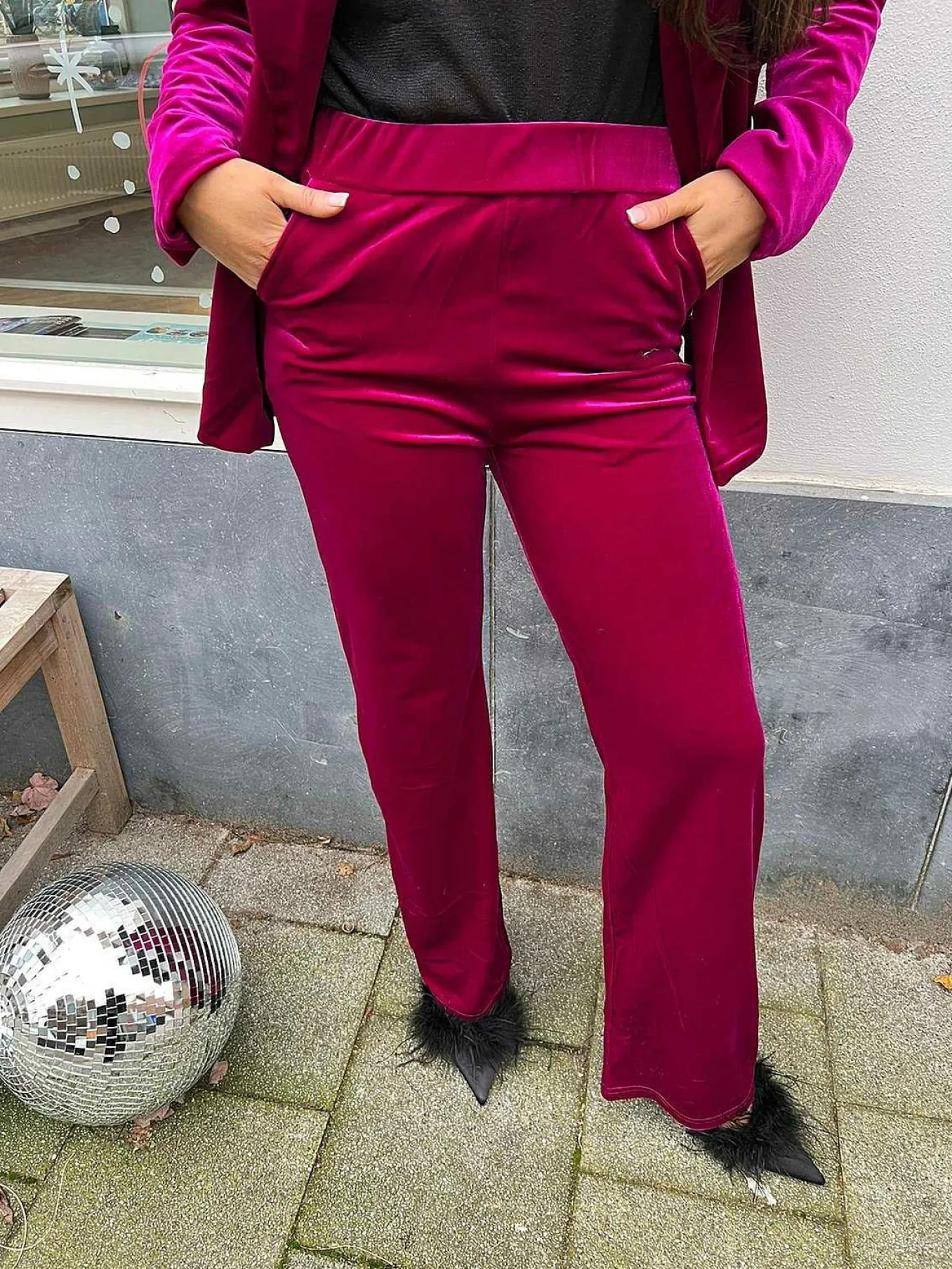 Sale Quinn Velvet Suit Magenta Sets