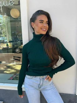 Discount Ribbed Col Petrol Tops & Blousjes