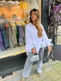 Hot Rose Ruffle Blouse Off White Tops & Blousjes