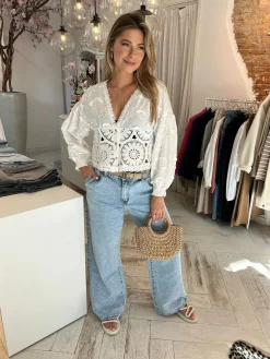 Online Roxy Broderie Blouse White Tops & Blousjes