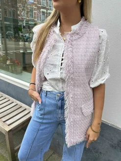 Outlet Ruby Fringe Gilet Baby Pink Gilets