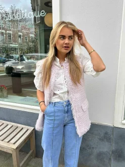 Outlet Ruby Fringe Gilet Baby Pink Gilets