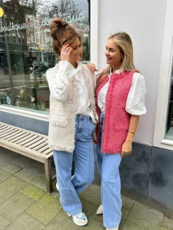 Clearance Ruby Fringe Gilet Beige Gilets