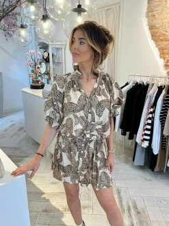 Cheap Ruby Golden Print Dress Beige Jurken