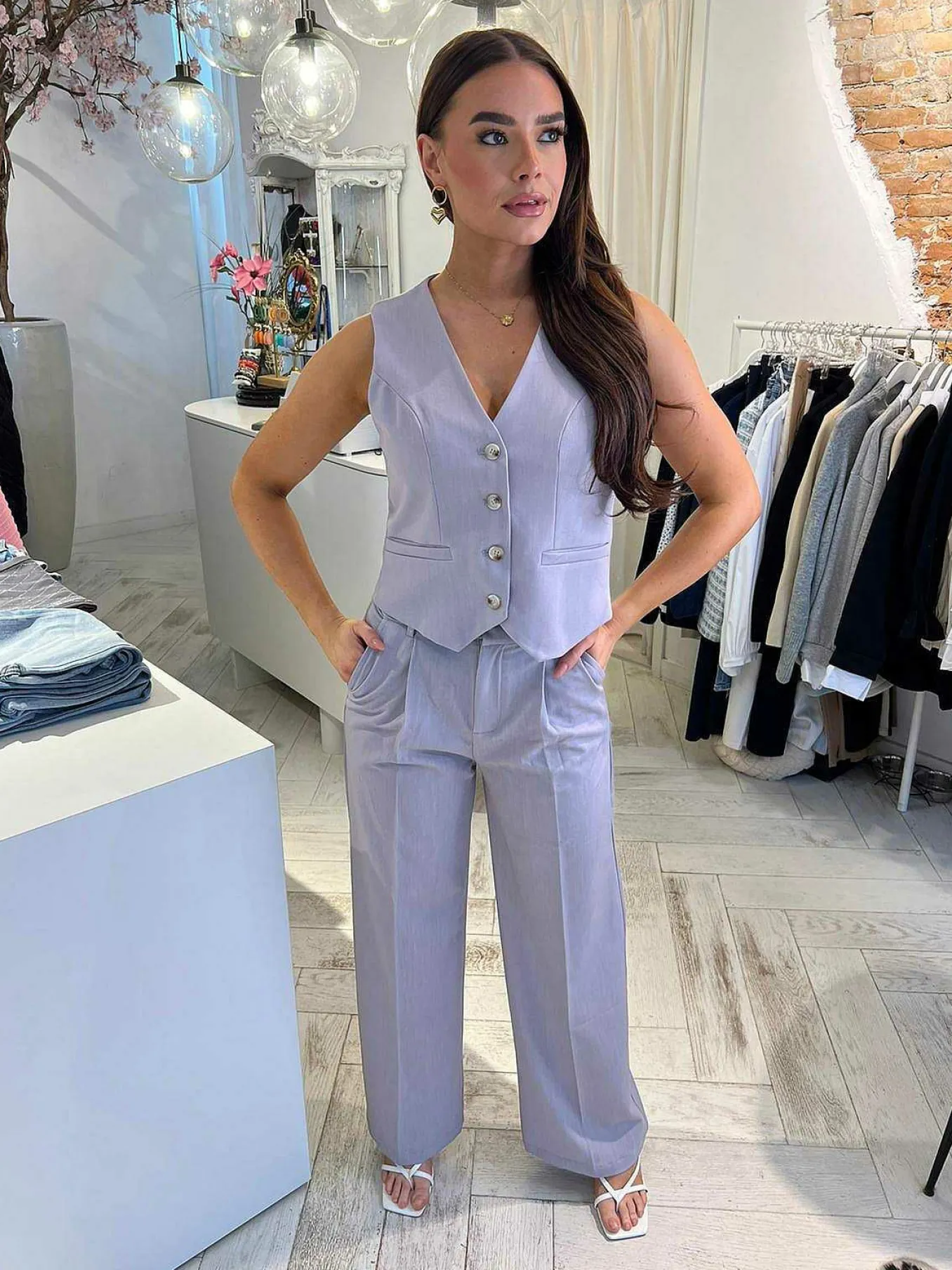 Shop Saar Pantalon Mauve Broeken