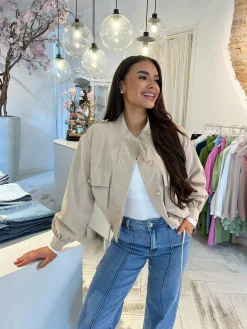 Online Sam Cropped Jacket Beige Jassen