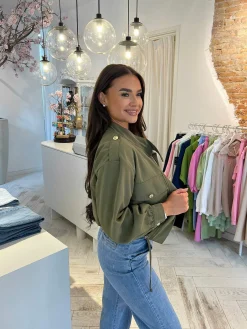 Fashion Sam Cropped Jacket Beige Army Jassen