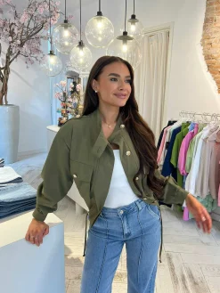 Fashion Sam Cropped Jacket Beige Army Jassen