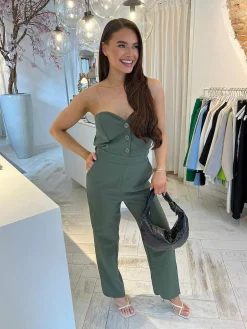 Fashion Senna Strapless Jumpsuit Army Jumpsuits