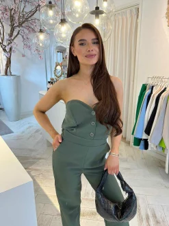 Fashion Senna Strapless Jumpsuit Army Jumpsuits