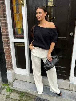 Outlet Short Sleeve Bow Sweater Black Truien