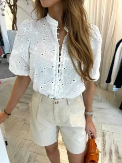 Sale Sophie Broderie Short Sleeve Blouse Tops & Blousjes