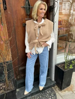 Sale Teddy Bow Gilet Camel Gilets