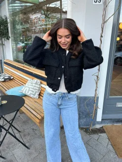 Outlet Teddy Cropped Jacket Black Jassen