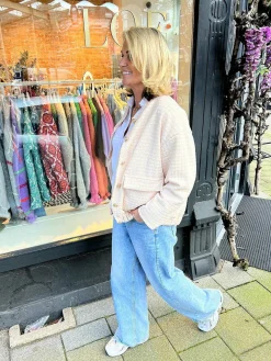 Clearance Tweed Bomber Jacket Light Beige Jassen