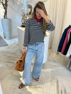 Store Ultra Wide Leg Jeans Blue Broeken
