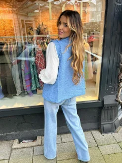 Best Veerle Tweed Gilet Ocean Blue Gilets