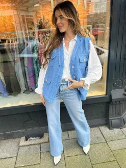 Best Veerle Tweed Gilet Ocean Blue Gilets