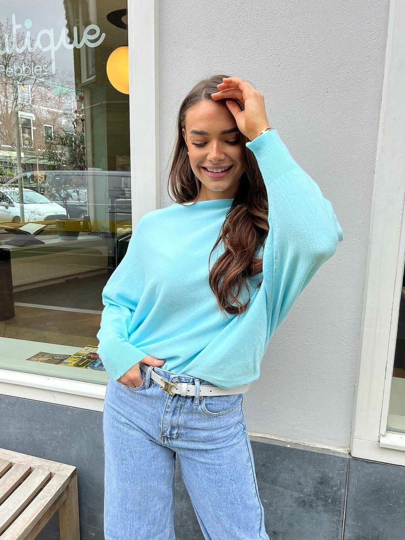 Hot Vlinder Trui Light Blue Truien