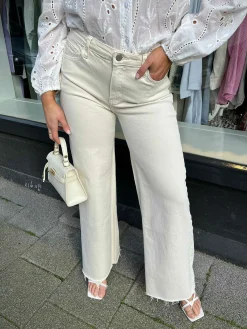 Clearance Wide Leg Jeans Beige Broeken