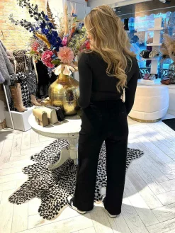 Cheap Wide Leg Jeans Black Broeken