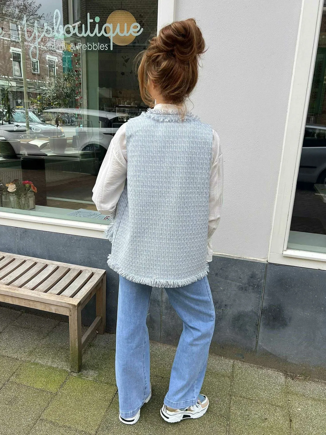 Fashion Wide Leg Jeans Light Blue Broeken
