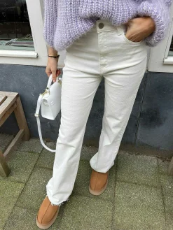 Fashion Wide Leg Jeans Off White Broeken