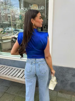 Hot Yuna Silky Top Navy Tops & Blousjes