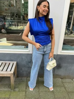 Hot Yuna Silky Top Navy Tops & Blousjes